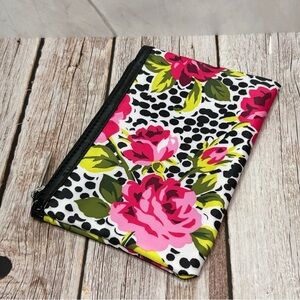 Modella Pink Floral and Black Polka Dot Clutch